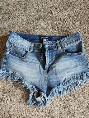 Boom Boom Jeans Light Blue Frayed Hem Denim Shorts
